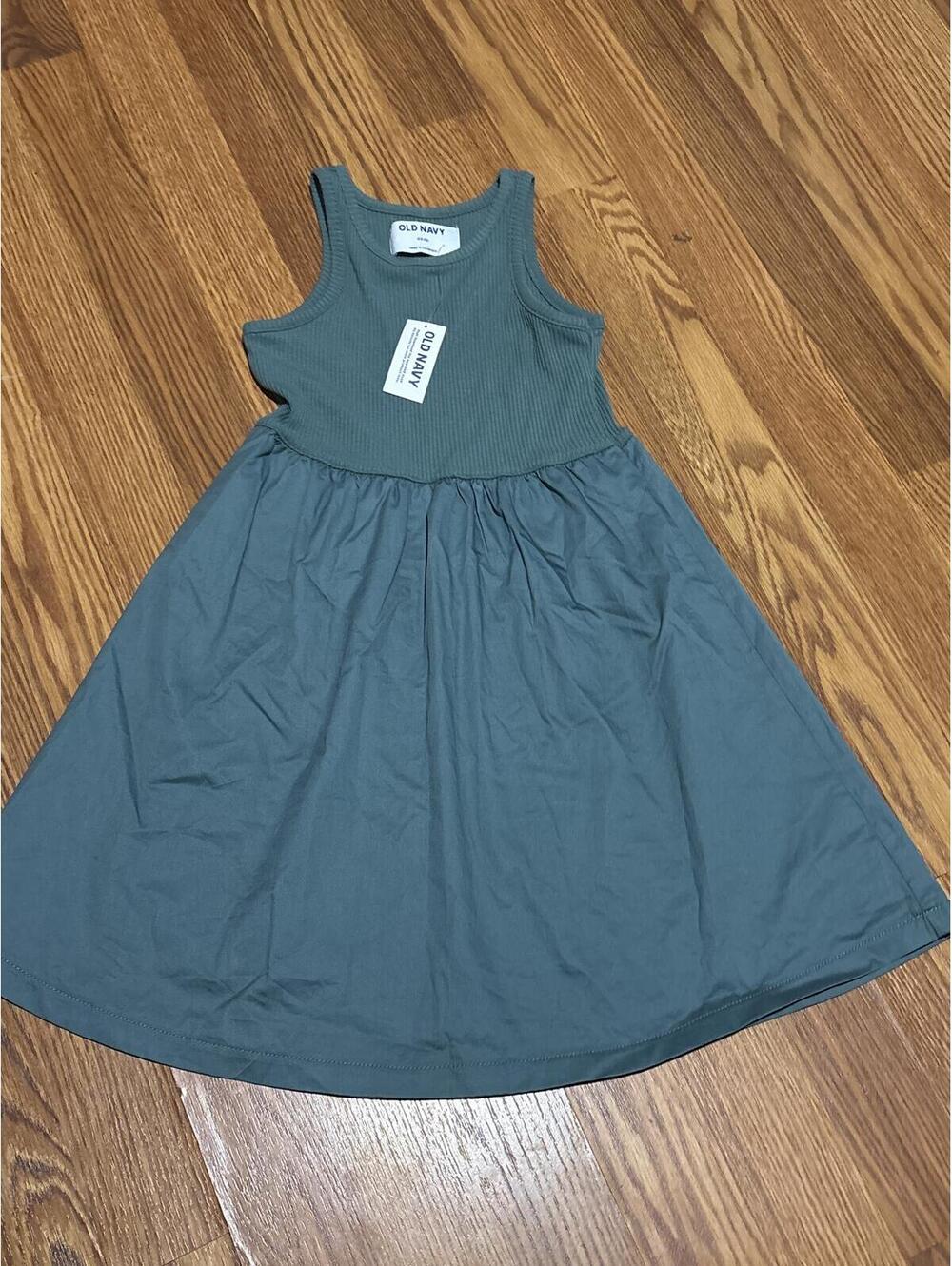 NEW Old Navy Girls Ribbed Tank Dress in Dusty Blue Green , Size XS 5T Kids